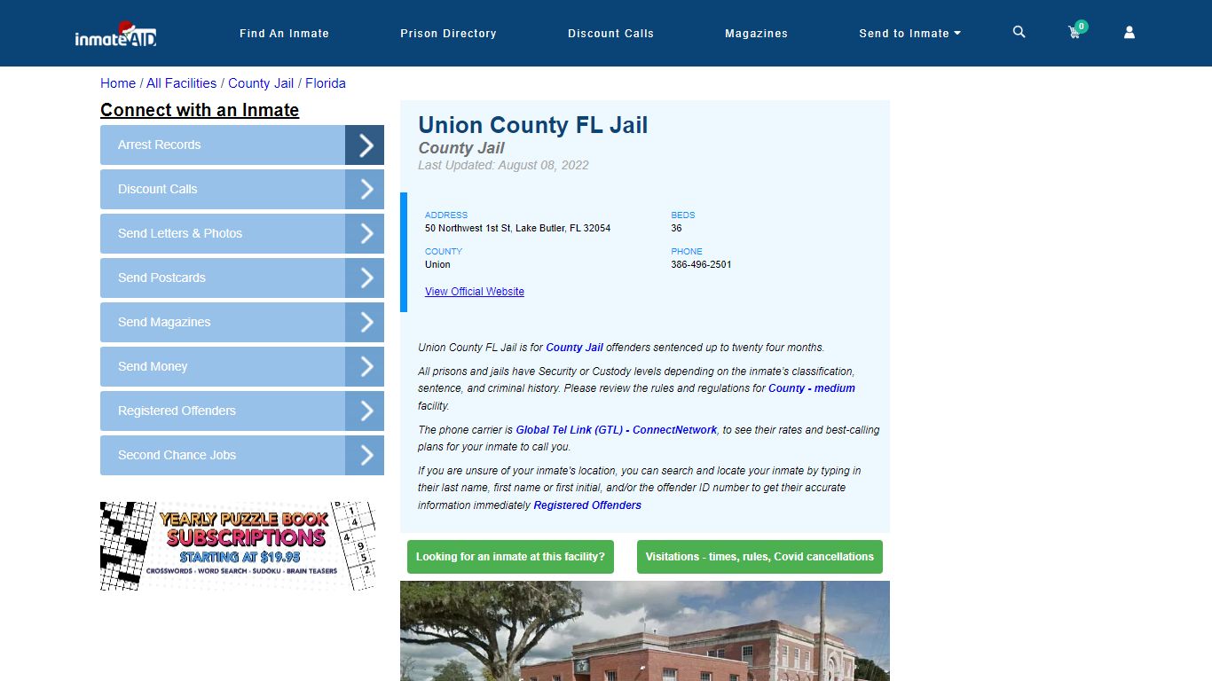 Union County FL Jail - Inmate Locator - Lake Butler, FL