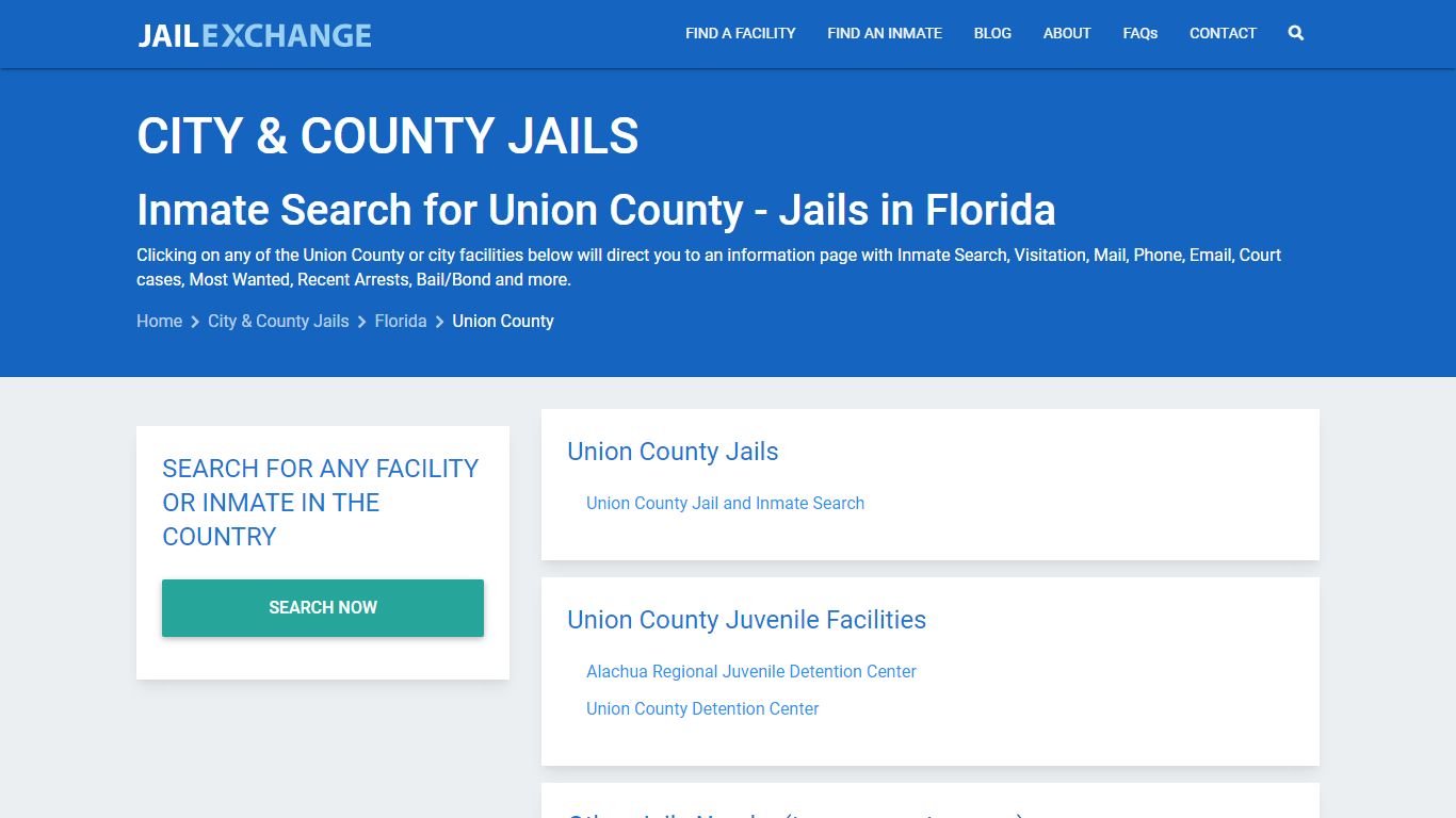 Inmate Search for Union County | Jails in Florida - Jail Exchange
